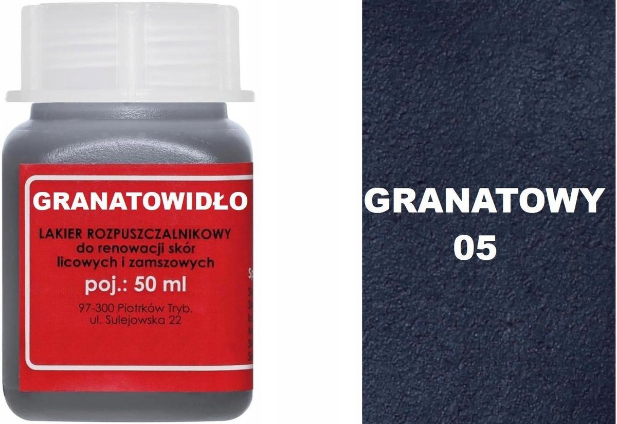 GRANATOWIDŁO Renoskór UNIWERSALNA FARBA do Skóry Licowej Zamszu Nubuku 50ml
