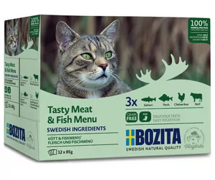 BOZITA Multibox mięsne i rybne kawałki w galaretce (12X85g) - Mokra karma dla kotów - miniaturka - grafika 1