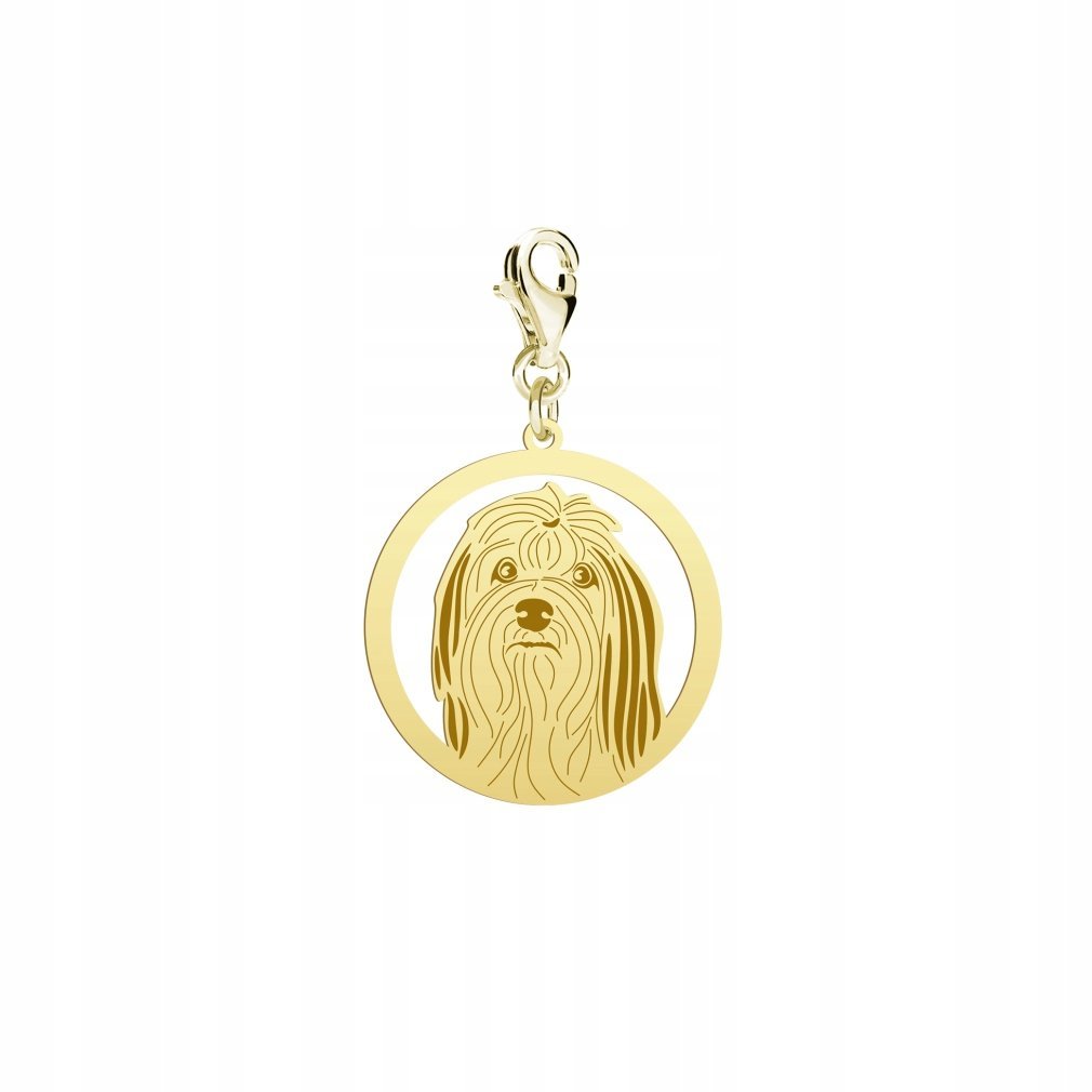 Charms Złoty z psem Lowchen 925 Prezent Biżuteria Kobieta DEDYKACJA GRATIS