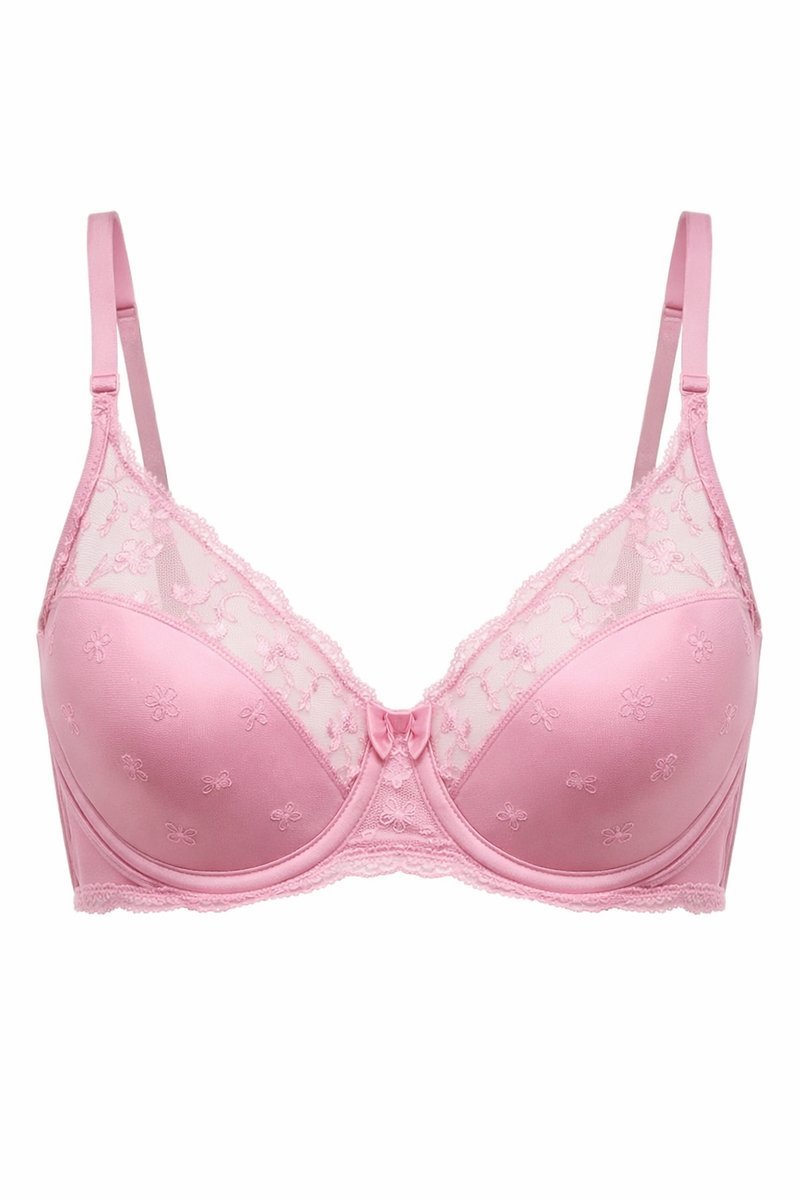 GUESS RÓŻOWY GŁADKI MIĘKKI BIUSTONOSZ Z OZDOBNYMI PASKAMI 34B I4A