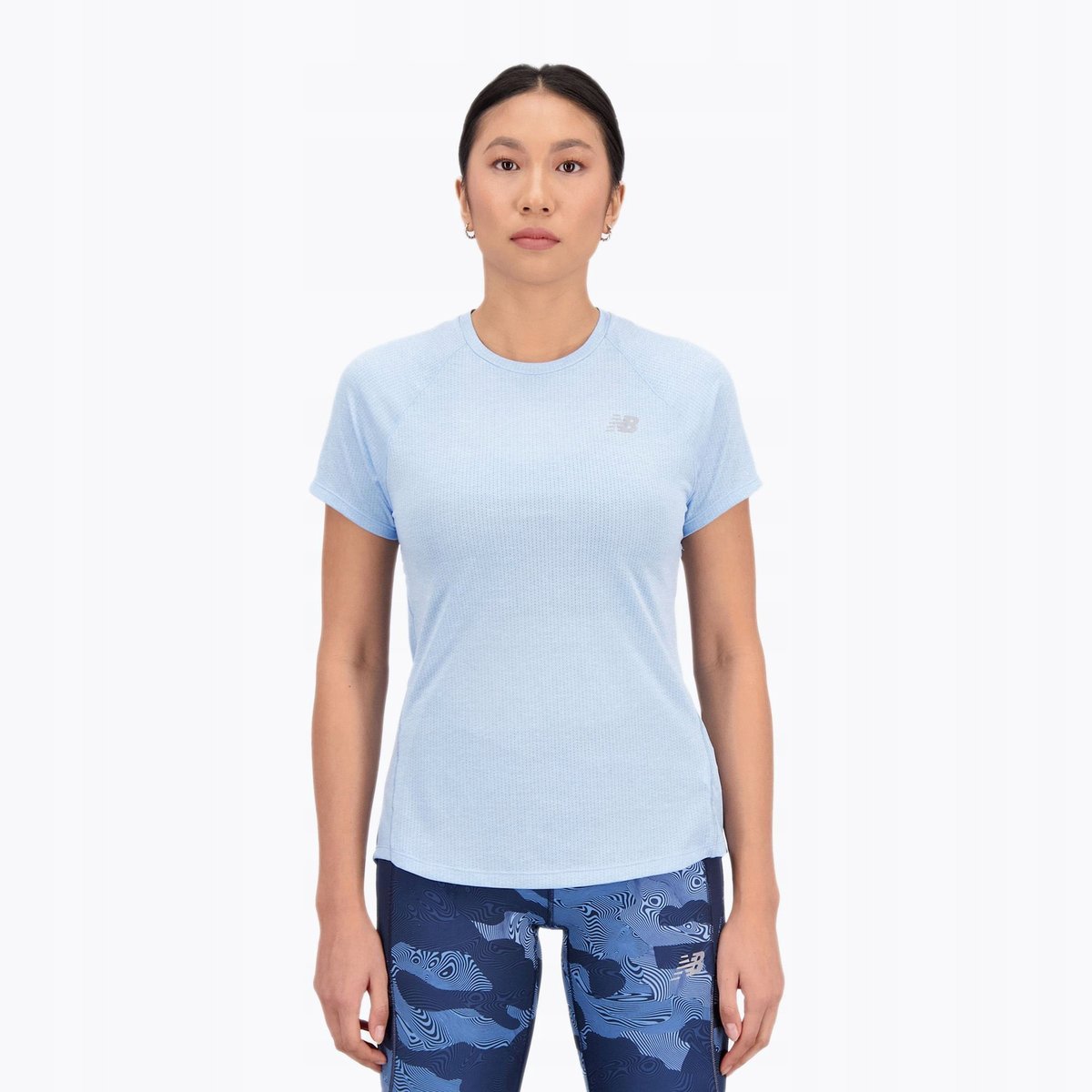 NEW BALANCE NIEBIESKI T-SHIRT SPORTOWY Z LOGO OKRĄGŁY DEKOLT M 1FTA