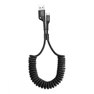 Kable USB - Baseus elastyczny kabel Fish eye spring USB-C Typ C 2A 1M czarny CATSR-01 - miniaturka - grafika 1