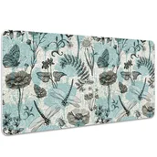 Podkładki na biurko - Duża mata na biurko Ważki na kwiatach 100x50 cm - miniaturka - grafika 1