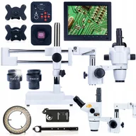 Mikroskopy i lupy - MIKROSKOP STEREOSKOPOWY TRINOKULAROWY DO LUTOWANIA KAMERA HDMI OŚWIETLACZ - miniaturka - grafika 1