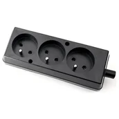 Listwy zasilające - Gniazdo przedłużacza przenośne potrójne z uziemieniem 3x2P+Z 16A 250V, rozbieralne, GN-370 CZARNY; T-11013, PLASTROL - miniaturka - grafika 1