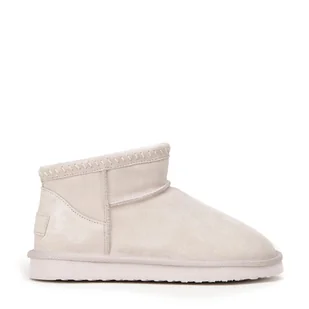 Damskie botki zamszowe z wełną jasny beż - Półbuty męskie Damskie botki zamszowe z wełną jasny beż - Półbuty męskie - miniaturka - grafika 1