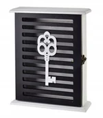 Szafki na klucze - Drewniana skrzynka szafka na klucze biało czarna z kluczem 28x20 HTYK7017 - miniaturka - grafika 1