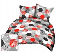 Pościel - pościel bawełna lux 200x220 + 2 poszewka B 324-3 plastry miodu czerwone - miniaturka - grafika 1