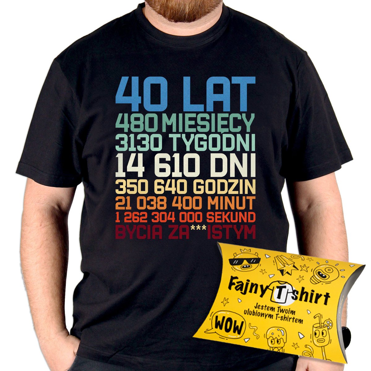 Koszulka na 40 Urodziny Męska Prezent dla Niego Męża Faceta + Opakowanie5XL