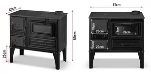 Kuchnia węglowa emaliowana westfalka piec kominek koza emalia z piekarnikiem 9,32-11,32kW (kolor: czarny, średnica wylotu spalin: 130 mm) - spełnia anty-smogowy EkoProjekt 99682164 - Kuchnie węglowe - miniaturka - grafika 2