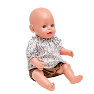 Lalki dla dziewczynek - Ubranka dla lalek Baby Born 42 cm -43 cm Koszulka w kwiatki i bloomersy z brązowego sztruksu - miniaturka - grafika 1