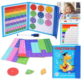 Ułamki zabawka Montessori matematyka magnetyczne puzzle pisak zmazywalny książka - Matematyka - miniaturka - grafika 1