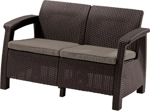 Allibert vidaXL Sofa ogrodowa Curver Corfu love seat Brązowy-Szaro-beżowy - Sofy ogrodowe - miniaturka - grafika 1