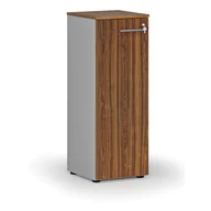 Szafy biurowe - Szafa biurowa niska z drzwiami PRIMO GRAY, 1087 x 400 x 420 mm, szary/orzech - miniaturka - grafika 1