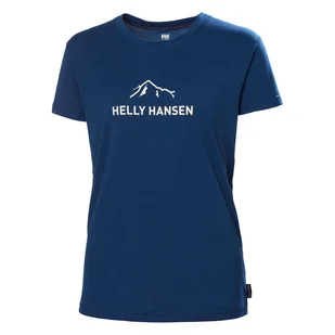 Damska Koszulka z krótkim rękawem HELLY HANSEN W SKOG RECYCLED GRAPHIC TEE 63083_584 – Granatowy - Koszulki i topy damskie - miniaturka - grafika 1