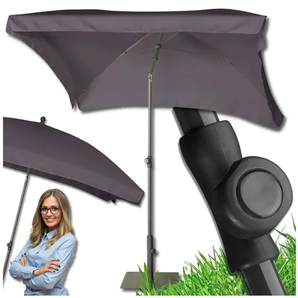 PARASOL Łamany Regulowany 2x1,3m PROSTOKĄTNY NA BALKON 200x130cm ANTRACYT