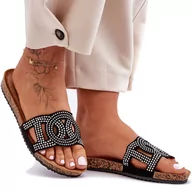 Klapki i japonki damskie - Klapki Damskie Z Ozdobami Lekkie Wygodne Eleganckie Wygodne Modne Stylowe Na Lato Oddychające Zdobione Dżetami Czarne Rima 40 - miniaturka - grafika 1