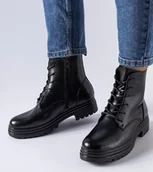 Botki damskie - Czarne ocieplane traperki Vinceza-38 - miniaturka - grafika 1