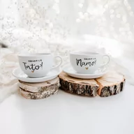 Filiżanki - Zestaw filiżanek 250 ml  - Kocham Cię Mamo, Kocham Cię Tato ZŁOTE SERCE - miniaturka - grafika 1