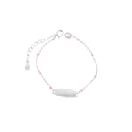 Biżuteria dla dzieci - Srebrna bransoletka dziecięca 925 Blaszka Rożowe Koraliki - miniaturka - grafika 1