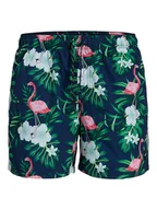 Kąpielówki męskie - Jack & Jones Szorty kąpielowe "Maui" w kolorze granatowo-zielonym - miniaturka - grafika 1