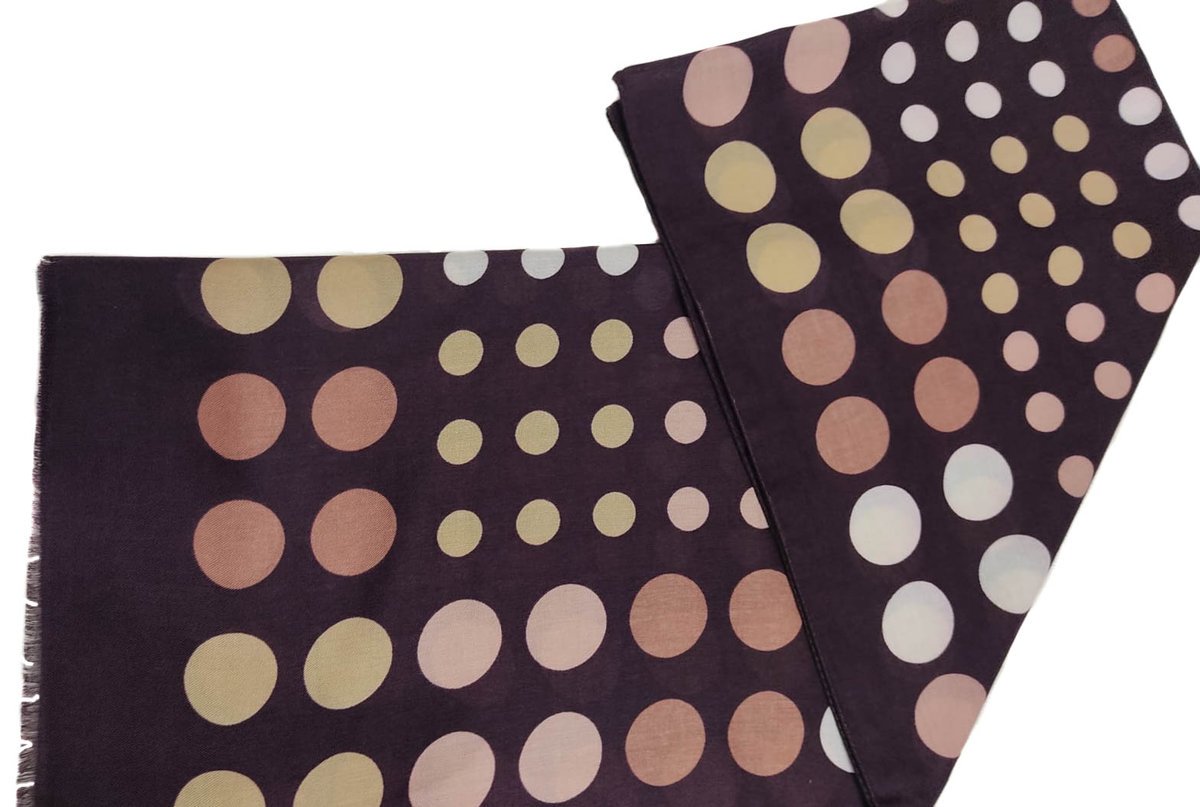 SZAL damski z frędzlami BAWEŁNIANY GROSZKI