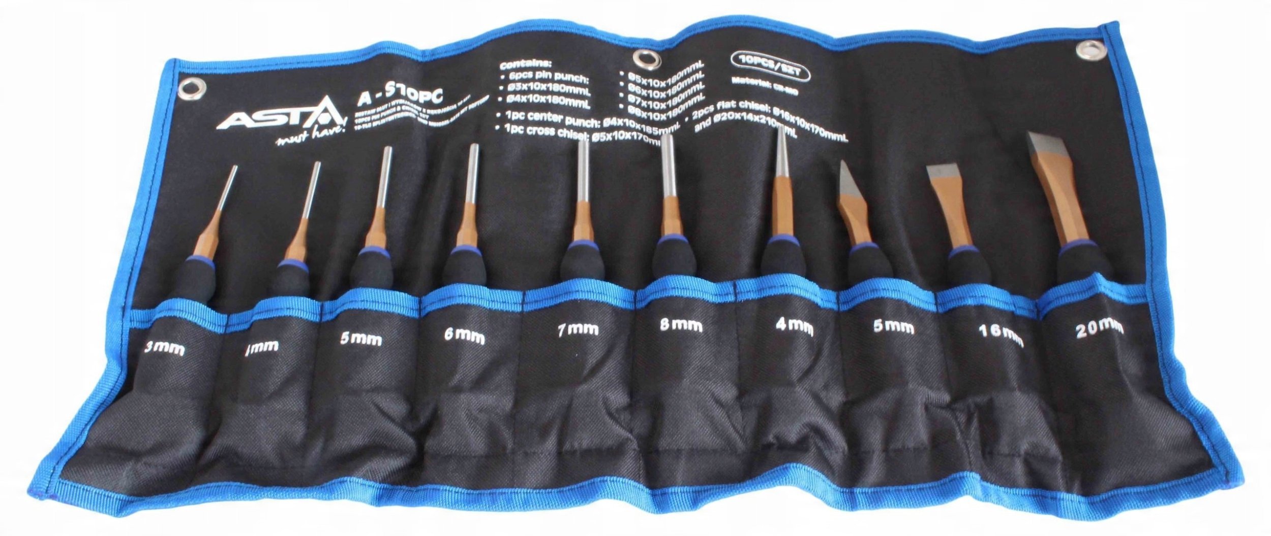 ASTA ZESTAW DŁUT I WYBIJAKÓW Z RĘKOJEŚCIĄ 10szt.