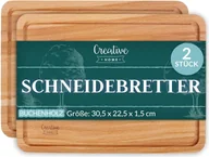 Deski do krojenia - Creative Home Drewniana deska do krojenia prostokątna| 2 sztuki 30,5 x 22,5 cm naturalne drewno bukowe idealna do każdej kuchni - miniaturka - grafika 1