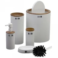 Akcesoria łazienkowe - Zestaw łazienkowy Kely Round white/wood - miniaturka - grafika 1