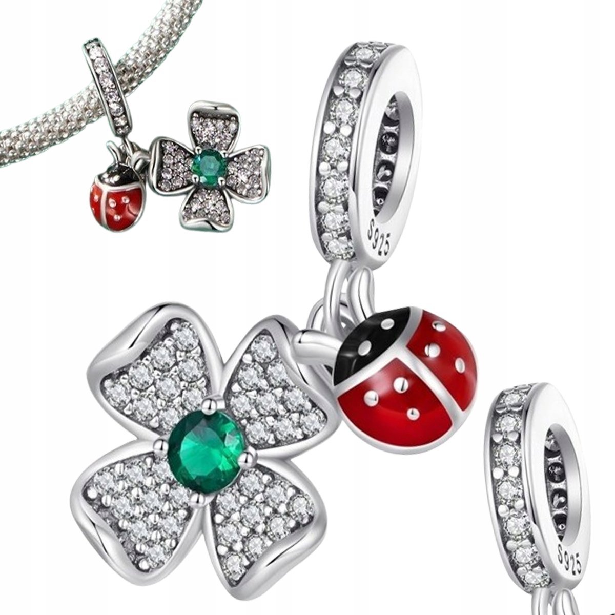 Charms KONICZYNKA Biedronka szczęście zawieszka SREBRO S925