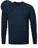 Swetry męskie - Elegancki SWETER Męski Klasyczny GRANATOWY Bawełniany L Pako Jeans - miniaturka - grafika 1