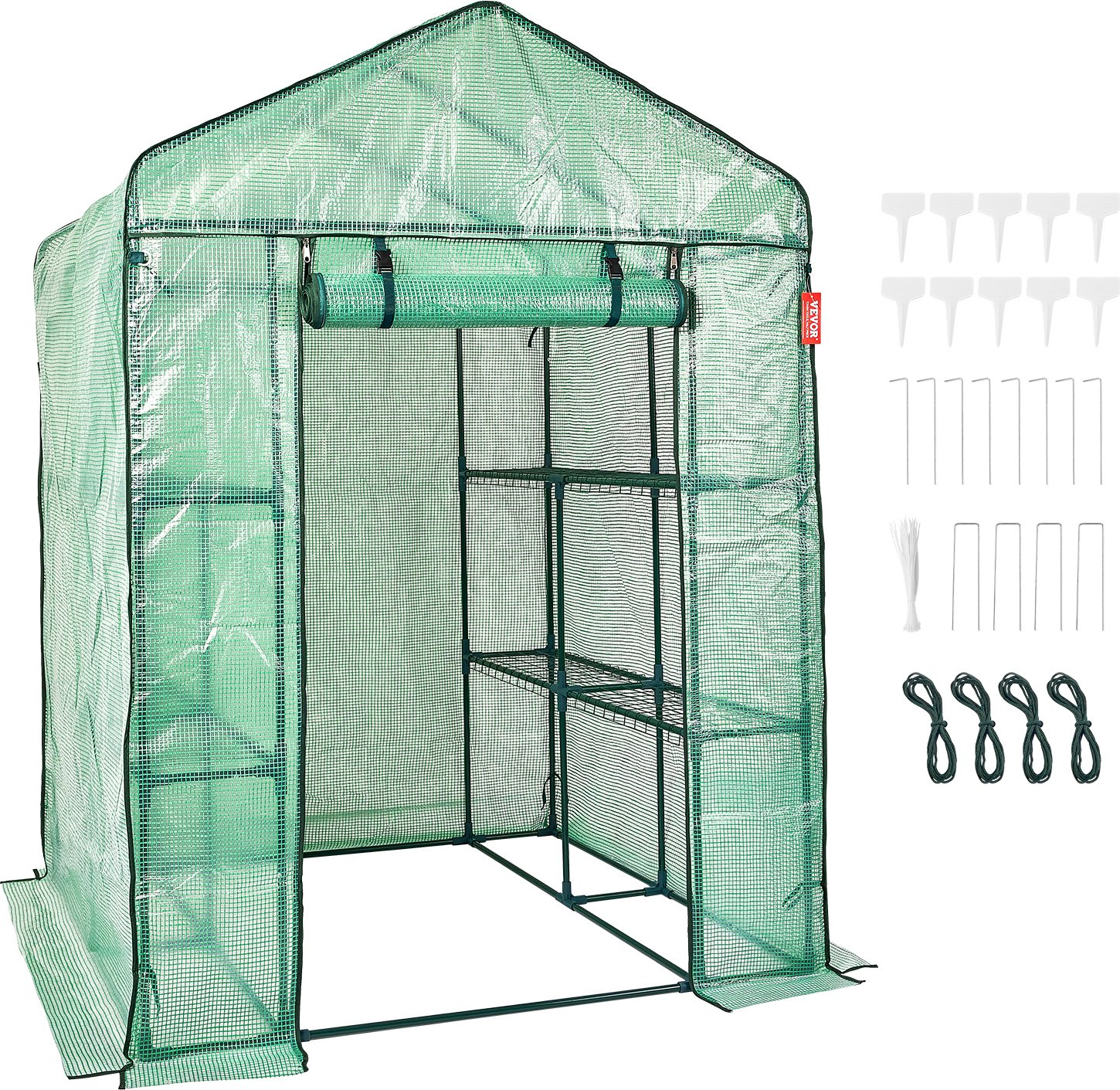 VEVOR szklarnia foliowa 141x141x200cm szklarnia pomidorowa udźwig 15kg szklarnia domek ogrodowy zimna rama materiał PE rura stalowa domek pomidorowy szklarnia warzywna z 4 półkami domek na rośliny