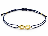 Bransoletki - Złota bransoletka 585 czarna sznurkowa z nieskończonością - miniaturka - grafika 1