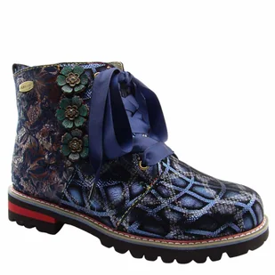 Laura Vita Botki damskie skórzane trzewiki KANDYO 15 granatowe - Botki damskie - miniaturka - grafika 1