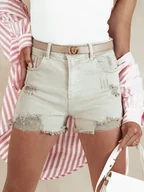 Spodenki damskie - Spodenki damskie POPGLAM beżowe Dstreet SY0399-XS - miniaturka - grafika 1