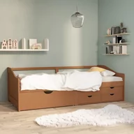 Łóżka - shumee shumee 3 osobowa sofa/łóżko z szufladami miodowy brąz 90 x 200 cm - miniaturka - grafika 1