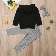 Bluzki dla niemowląt - Slowmoose Jesień Zima Lovely Toddler Baby Ubrania, Zestawy 3d Uszy Z kapturem Sweter Czarny 5T - miniaturka - grafika 1