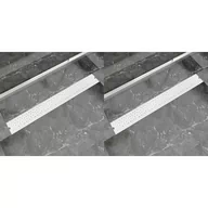Odpływy liniowe - VidaXL Odpływ prysznicowy liniowy, 2 szt., Bubble, stal, 930x140 mm 275969         VidaXL - miniaturka - grafika 1