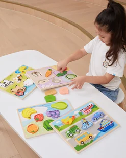 VIGA Drewniane Puzzle Układanka Montessori 2w1 Figurki Farma - Układanki dla dzieci - miniaturka - grafika 8