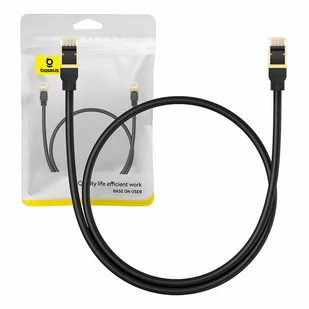 Kabel sieciowy kat. 8 Baseus Ethernet RJ45, 40Gbps, 0,5m (czarny) - Kable miedziane - miniaturka - grafika 1