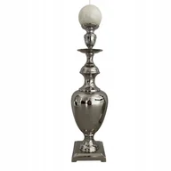 Świeczniki - Świecznik Metalowy Srebrny Duży Świecznik Dekoracja - miniaturka - grafika 1