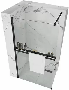 Ścianka prysznicowa 80 cm Aero Black Evo Rea - Ścianki i drzwi prysznicowe - miniaturka - grafika 1
