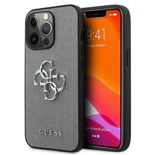 Guess GUHCP13LSA4GSGR iPhone 13 Pro / 13 6,1" szary/grey hardcase Saffiano 4G Metal Logo GUE001723-0 - Etui i futerały do telefonów - miniaturka - grafika 1