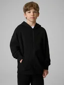 Bluzy dla chłopców - 4F Bluza dresowa loose z kapturem chłopięca - czarna 158/164 (12-14 lat) - miniaturka - grafika 1