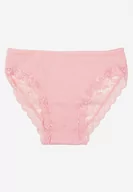 Majtki damskie - Różowe Bawełniane Majtki Figi z Ozdobną Koronką Lemmer - miniaturka - grafika 1