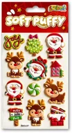 Szkolne artykuły papiernicze - Naklejki puffy Christmas Santa and Reindeer - miniaturka - grafika 1