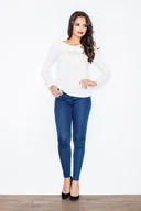 Swetry damskie - Sweter damski z wiązaniem z tyłu - ecru M244 rozmiar XL - miniaturka - grafika 1