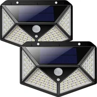 Lampy ogrodowe - Kinkiet LED 2 lampy solarne 100 LED z czujnikiem ruchu i zmierzchu - miniaturka - grafika 1