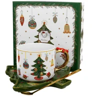 Filiżanki - Filiżanka ze spodkiem i łyżeczką Christmas Tree 250 ml - miniaturka - grafika 1