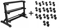 Stojaki na hantle i obciążenia - Zestaw hantli HEX 2.0 - 2 x 2,5-25 kg + Stojak na hantle HEX 120 cm XMOR - miniaturka - grafika 1